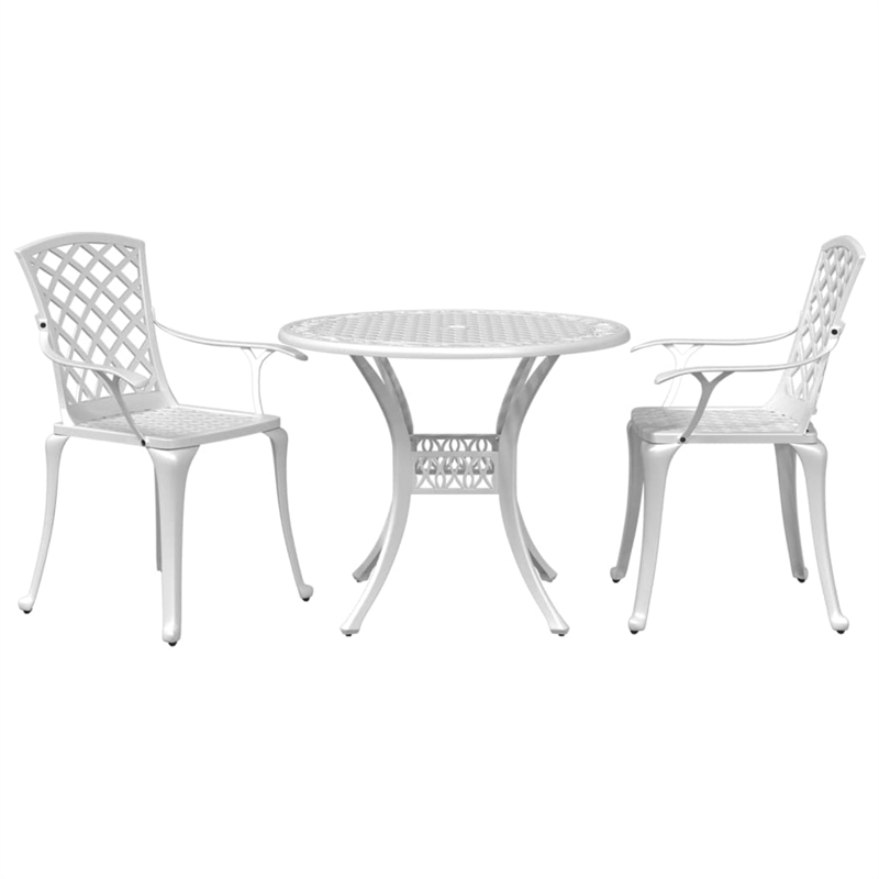 vidaXL 3 Piece Aluminum Medium Bistro Set in White