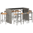 vidaXL 9 Piece Solid Acacia Wood Large Bar Set in Gray