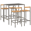 vidaXL 5 Piece Solid Acacia Wood Bar Set in Gray