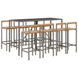 vidaXL 9 Piece Solid Acacia Wood Bar Set in Gray