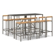 vidaXL 9 Piece Solid Acacia Wood Bar Set in Gray