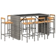 vidaXL 9 Piece Solid Acacia Wood Bar Set in Gray