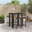 vidaXL 5 Piece Solid Acacia Wood Bar Set in Black