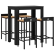 vidaXL 5 Piece Solid Acacia Wood Bar Set in Black