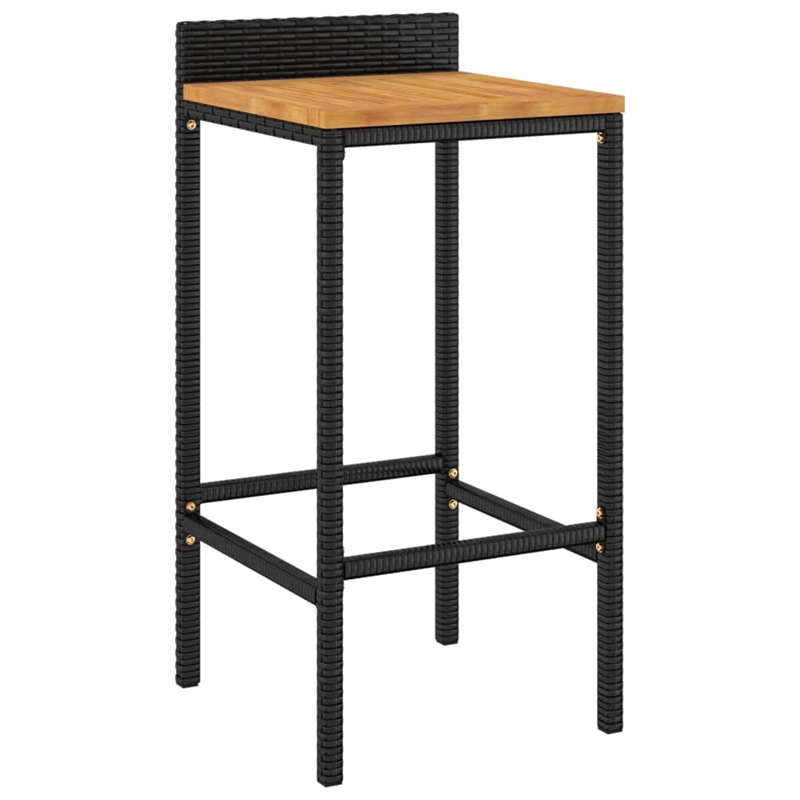vidaXL 5 Piece Solid Acacia Wood Bar Set in Black