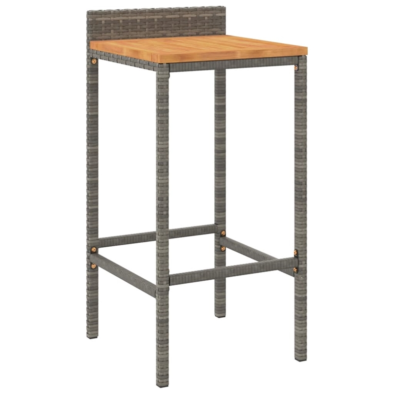 vidaXL 5 Piece Solid Acacia Wood Bar Set in Gray