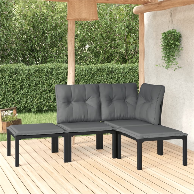 vidaXL Garden Lounge Set in Black/Gray
