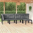 vidaXL 5 Piece Poly Rattan Garden Lounge Set in Black/Gray