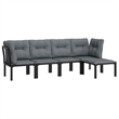 vidaXL 5 Piece Poly Rattan Garden Lounge Set in Black/Gray