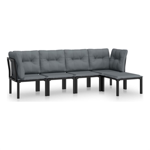 vidaXL 5 Piece Poly Rattan Garden Lounge Set in Black/Gray