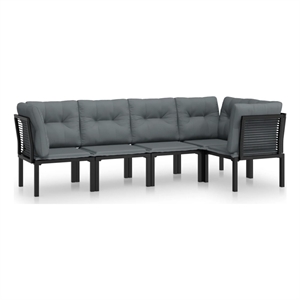 vidaXL 5 Piece Steel Garden Lounge Set in Black/Gray