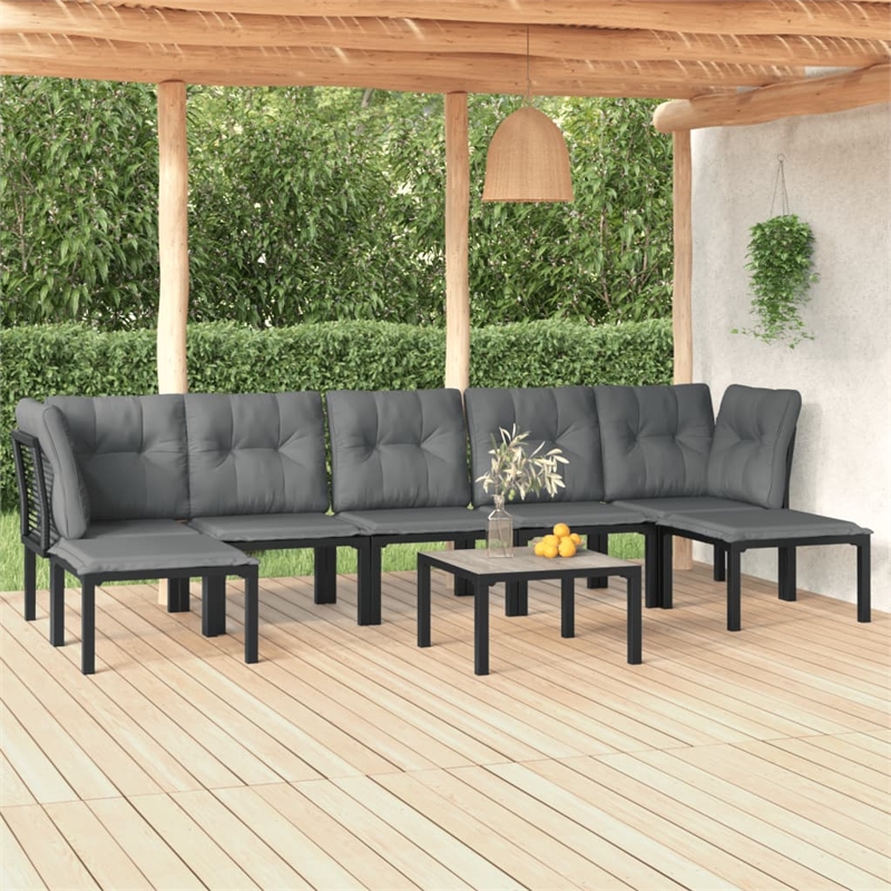 vidaXL 8 Piece Poly Rattan Garden Lounge Set in Black/Gray