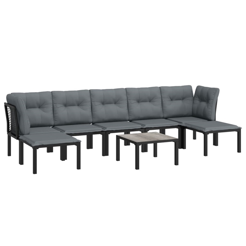 vidaXL 8 Piece Poly Rattan Garden Lounge Set in Black/Gray