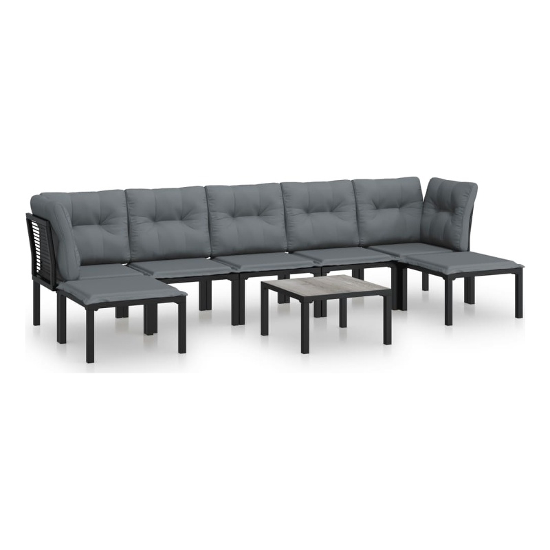 vidaXL 8 Piece Poly Rattan Garden Lounge Set in Black/Gray
