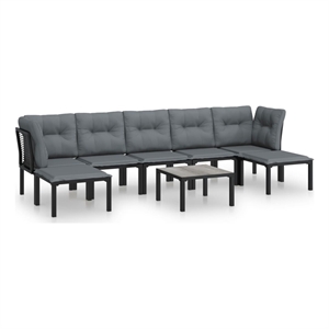 vidaXL 8 Piece Poly Rattan Garden Lounge Set in Black/Gray