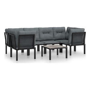 vidaXL 7 Piece Steel Small Garden Lounge Set in Black/Gray