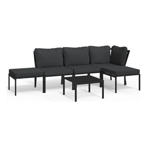 vidaXL 6 Piece Steel Garden Lounge Set in Black/Gray