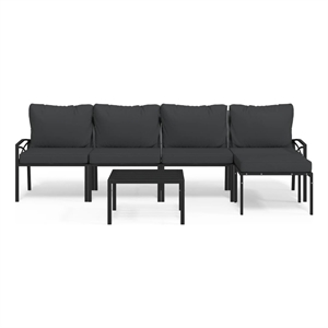vidaXL 6 Piece Steel Garden Lounge Set in Black/Gray
