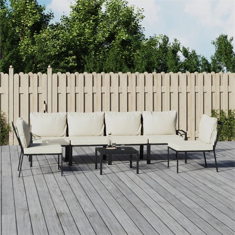 vidaXL 7 Piece Steel Lounge Set in Black
