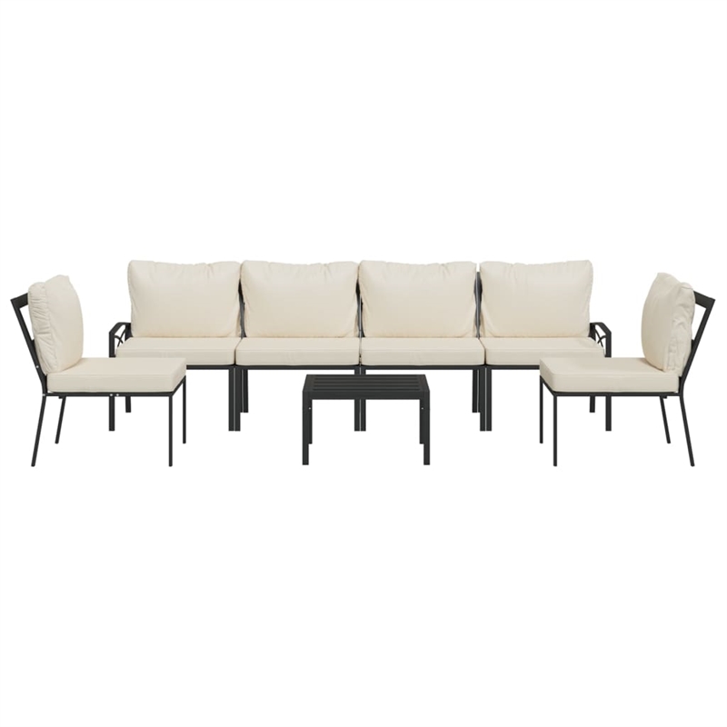 vidaXL 7 Piece Steel Lounge Set in Black