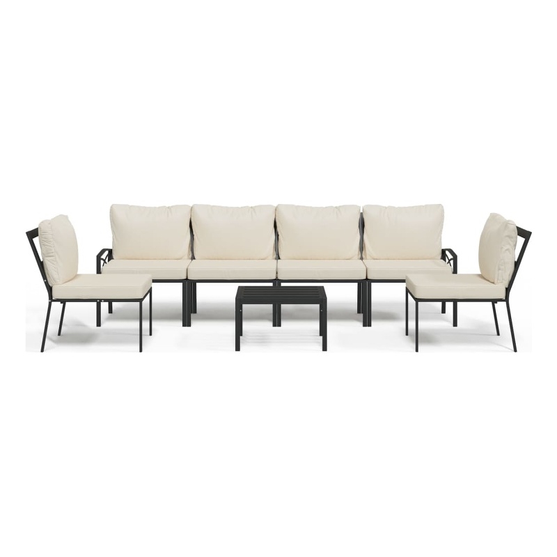 vidaXL 7 Piece Steel Lounge Set in Black