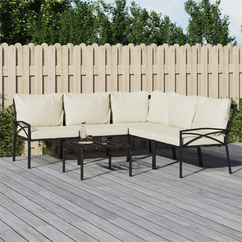 vidaXL 6 Piece Steel Lounge Set in Black