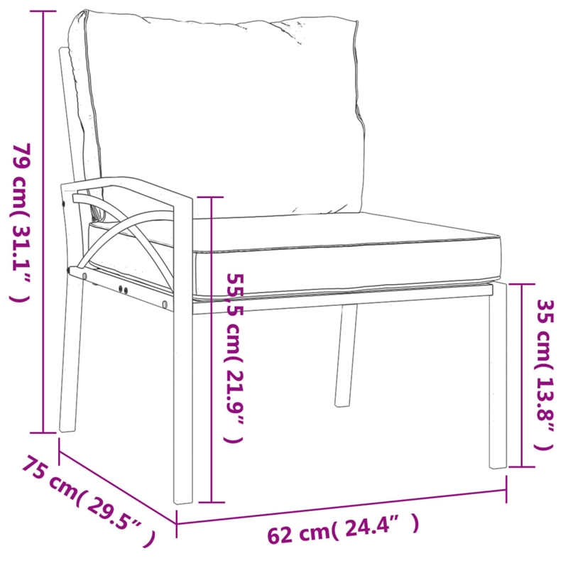 vidaXL 6 Piece Steel Lounge Set in Black