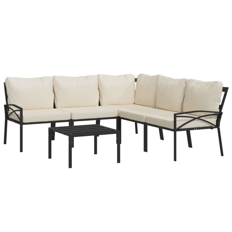 vidaXL 6 Piece Steel Lounge Set in Black