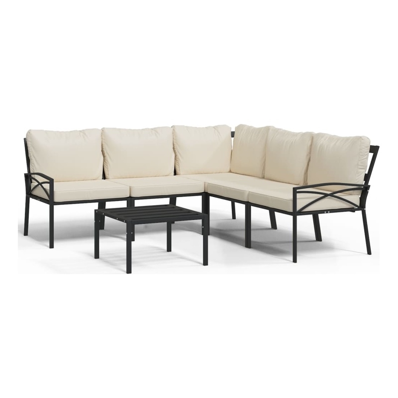 vidaXL 6 Piece Steel Lounge Set in Black