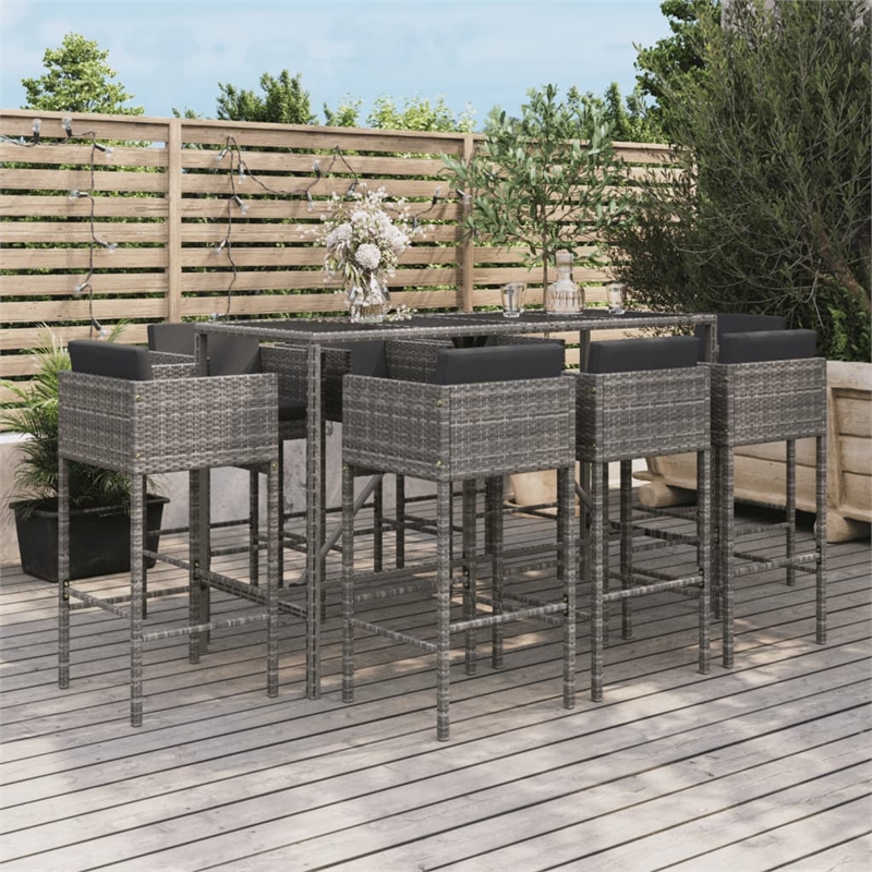 vidaXL 9 Piece Bar Set in Black/Gray