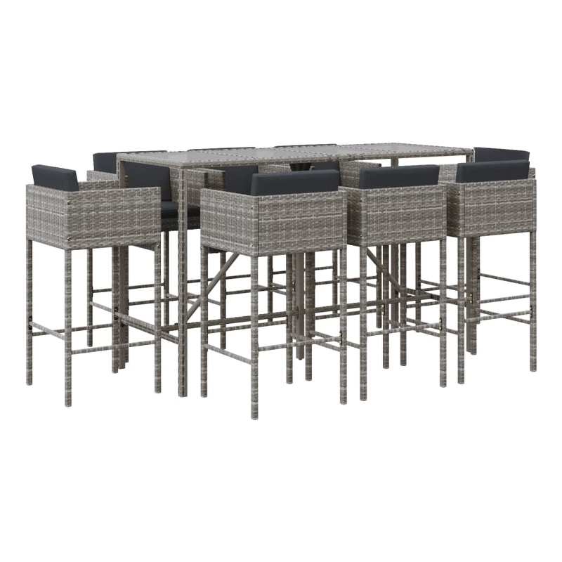 vidaXL 9 Piece Bar Set in Black/Gray