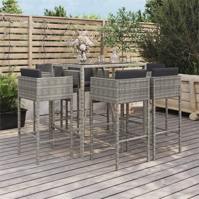vidaXL 7 Piece Steel Bar Set in Black/Gray