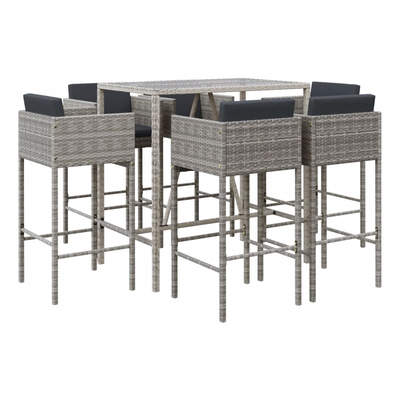 vidaXL 7 Piece Steel Bar Set in Black/Gray