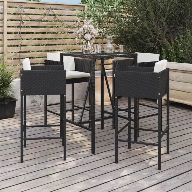 vidaXL Steel Large Bar Set in Black/White/Cream