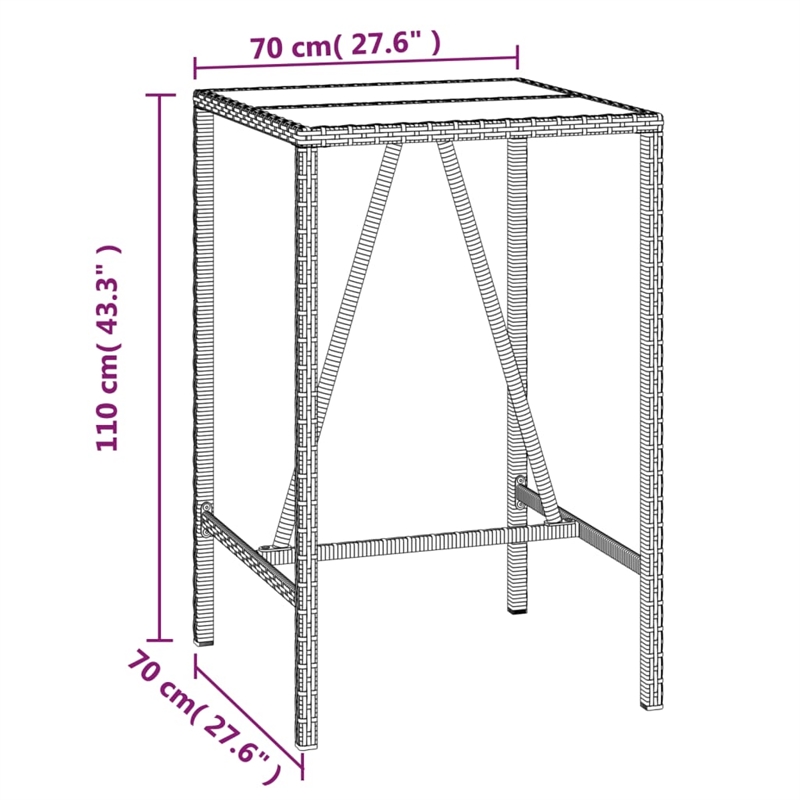 vidaXL Steel Large Bar Set in Black/White/Cream