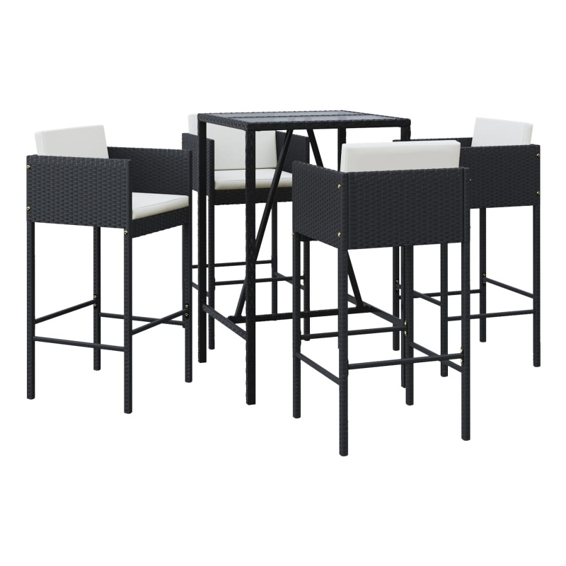 vidaXL Steel Large Bar Set in Black/White/Cream