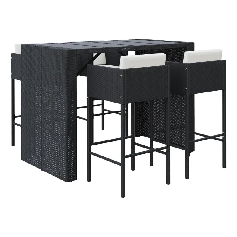 vidaXL 5 Piece Steel Bar Set in Black/White/Cream