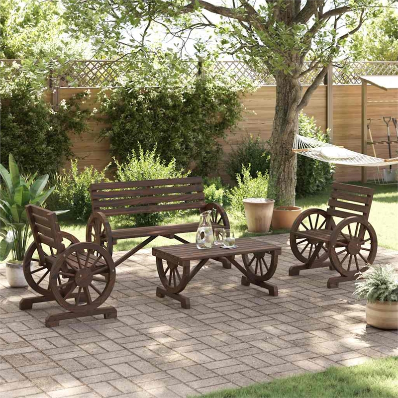 vidaXL 4 Piece Wood Standard Garden Lounge Set