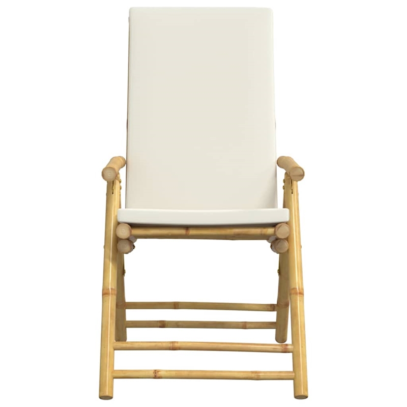 vidaXL 3 Piece Bamboo Small Bistro Set in White/Cream