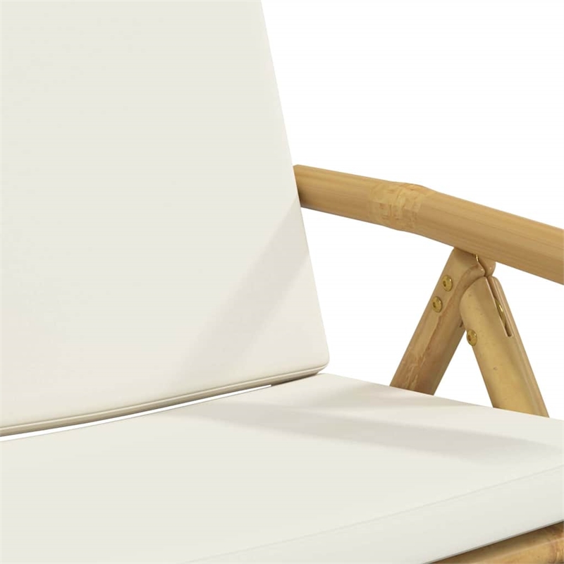 vidaXL 3 Piece Bamboo Small Bistro Set in White/Cream