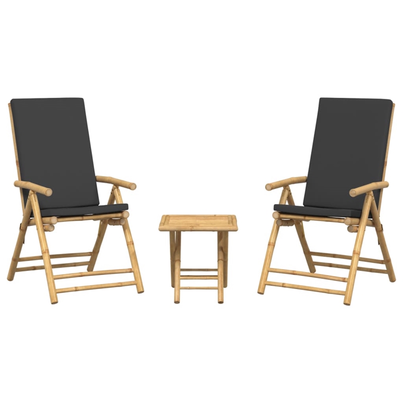 vidaXL 3 Piece Bamboo Small Bistro Set in Gray