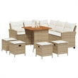 vidaXL 6 Piece Steel Small Sofa Set in White/Cream/Beige