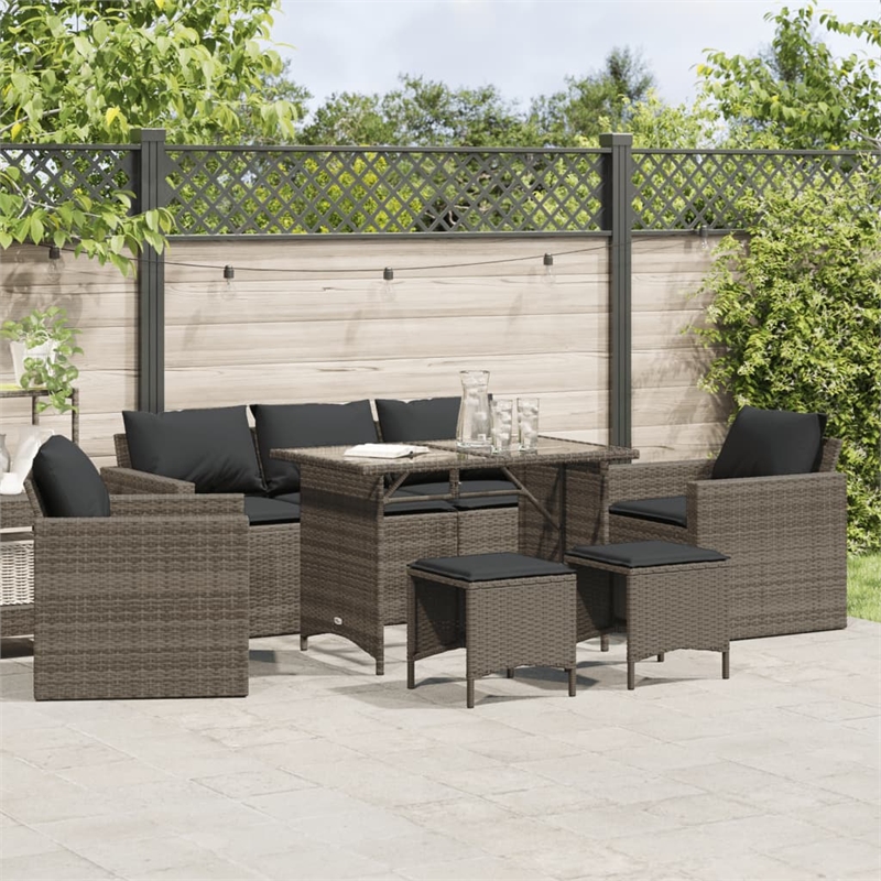 vidaXL 6 Piece Steel Sofa Set in Gray