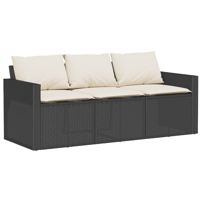 vidaXL 6 Piece Solid Acacia Wood Sofa Set in Black/White/Cream