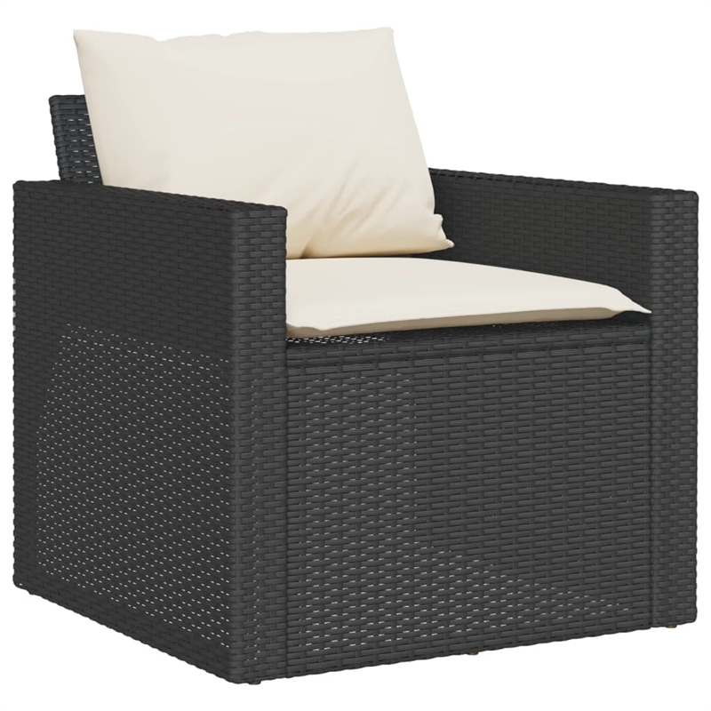 vidaXL 6 Piece Solid Acacia Wood Sofa Set in Black/White/Cream