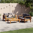vidaXL 3 Piece Solid Acacia Wood Sofa Set in Gray/Natural