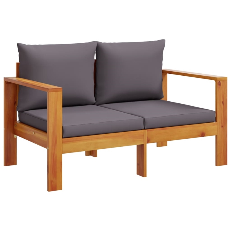 vidaXL 3 Piece Solid Acacia Wood Sofa Set in Gray/Natural