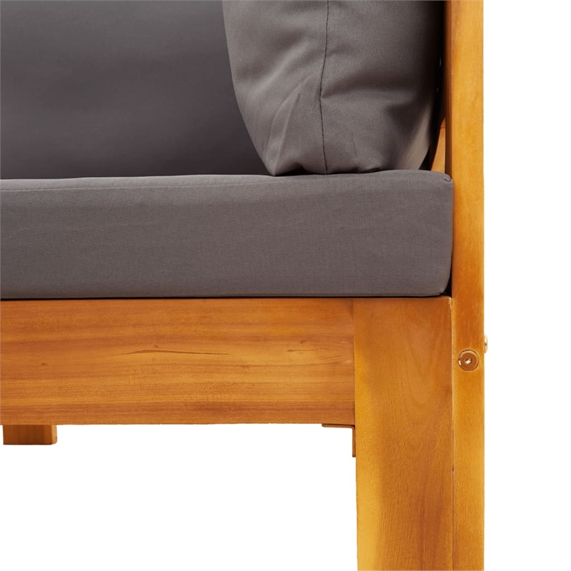 vidaXL 3 Piece Solid Acacia Wood Sofa Set in Gray/Natural