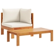 vidaXL Solid Acacia Wood Sofa Set in White/Cream/Natural