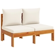 vidaXL Solid Acacia Wood Sofa Set in White/Cream/Natural